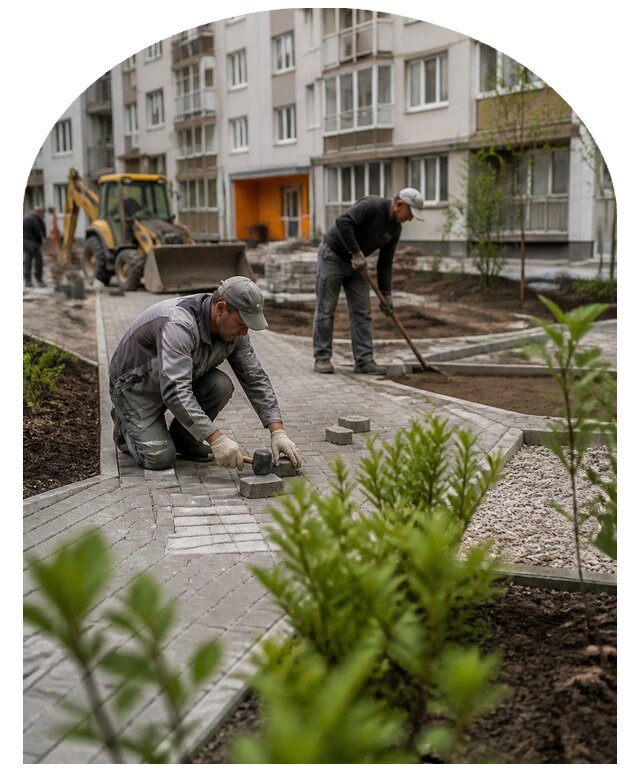 Благоустройство двора многоквартирного дома в Миассе